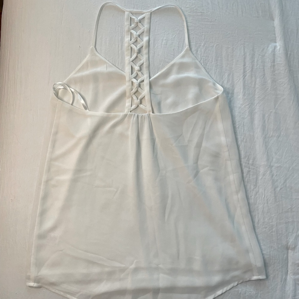 White Braided Racerback Top Tank Women Small
